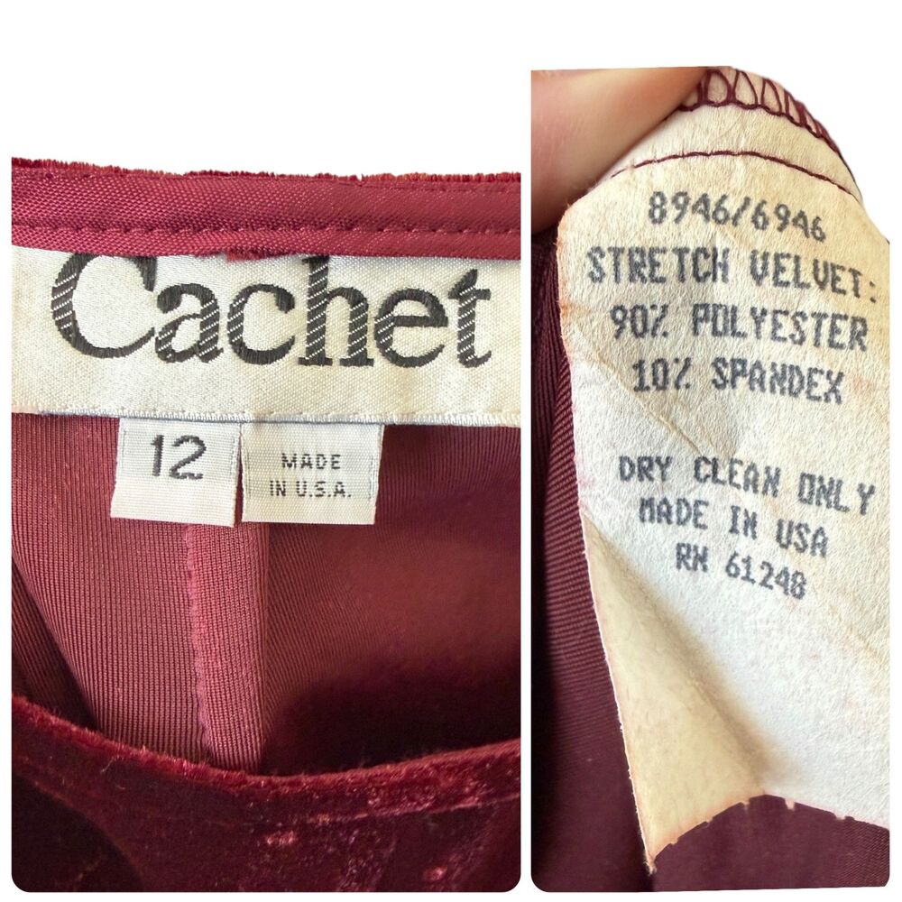 90s Cachet Velvet Maxi Skirt 12 Wine Red Stretch Romantic Whimsygoth Witchy USA - Picture 10 of 10
